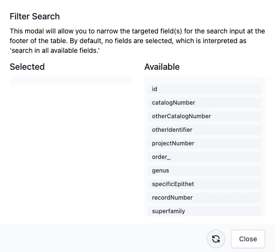 Filtered Search Modal